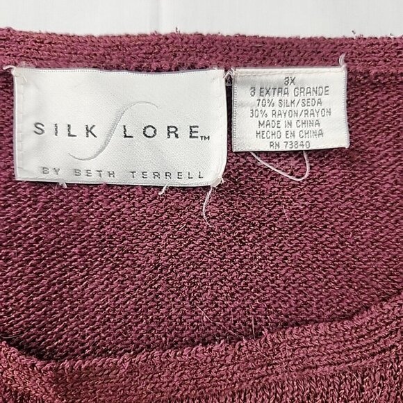 Vintage Silk Lore by Beth Terrell Silk/Rayon Sweater Sz 3X Short Sleeve Sweater - Picture 2 of 4